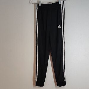 Adidas Kids Black Joggers with White Stripes
